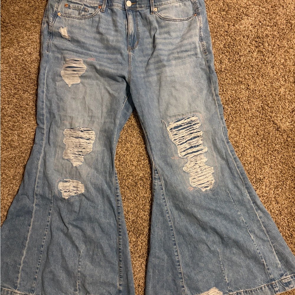 torrid Light Blue Distressed Flare Jeans